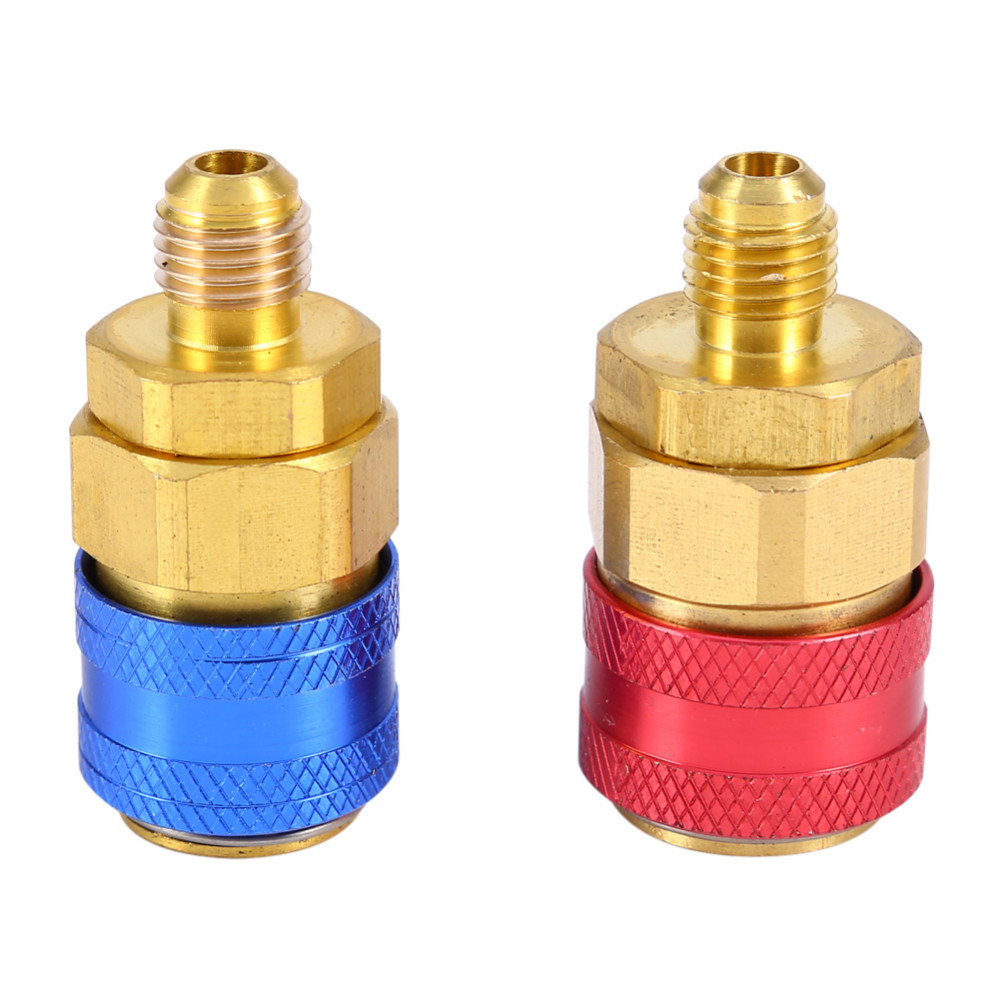 汽车快速耦合接头器Freon R134a H/L 1双 黄铜适配器可调节空调卡