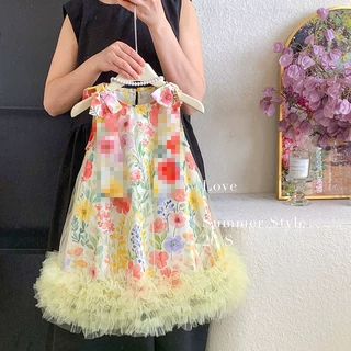 2026新款儿童碎花气质背心裙女童连衣裙夏装小女孩网纱洋气公主裙