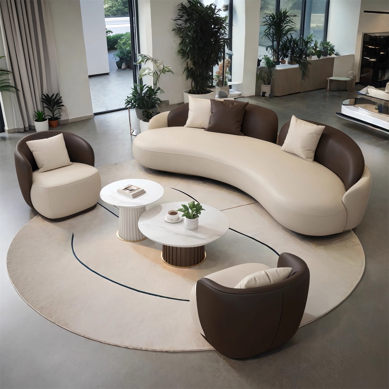 Light Luxury Style Hotel Lobby Office Rest Area Reception Sofa Beauty Salon Hall Negotiation Reception Curved Sofa