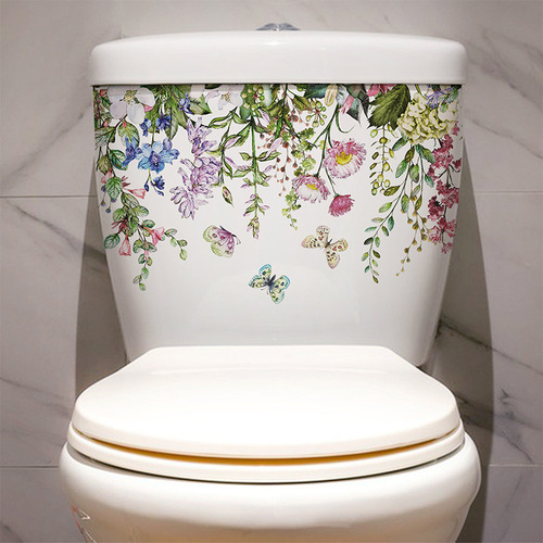 Travel & Comfort MT23071 Floral Dream Butterfly Toilet Sticker, Waterproof Bathroom Wall Decal for Toilets and Bathrooms