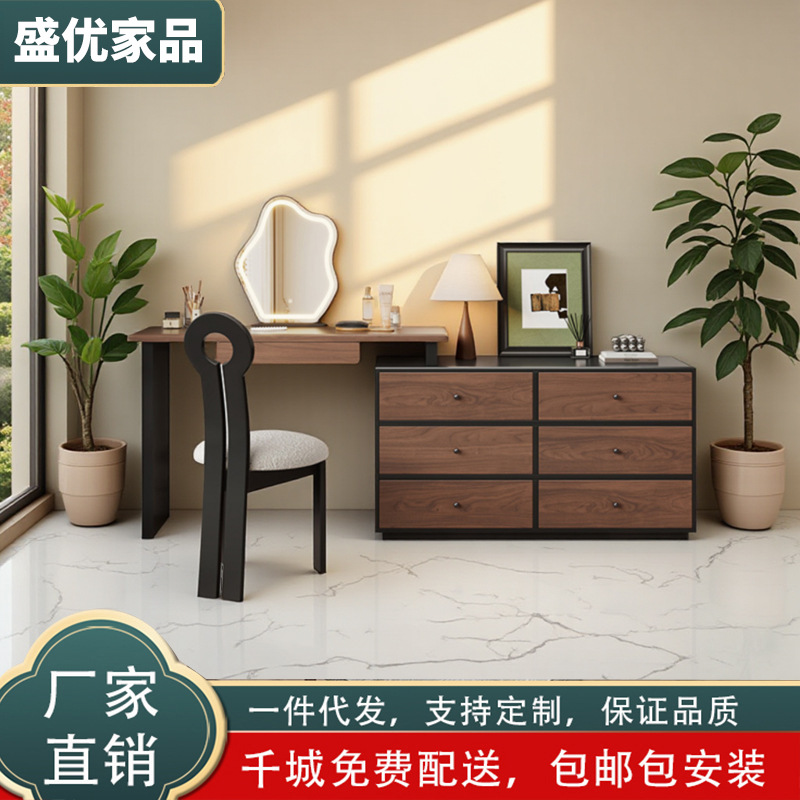 Medieval Style Solid Wood Dressing Table Cupboard Storage Cabinet Integrated French Retro Light Luxury Retractable Bedroom Corner Dressing Table