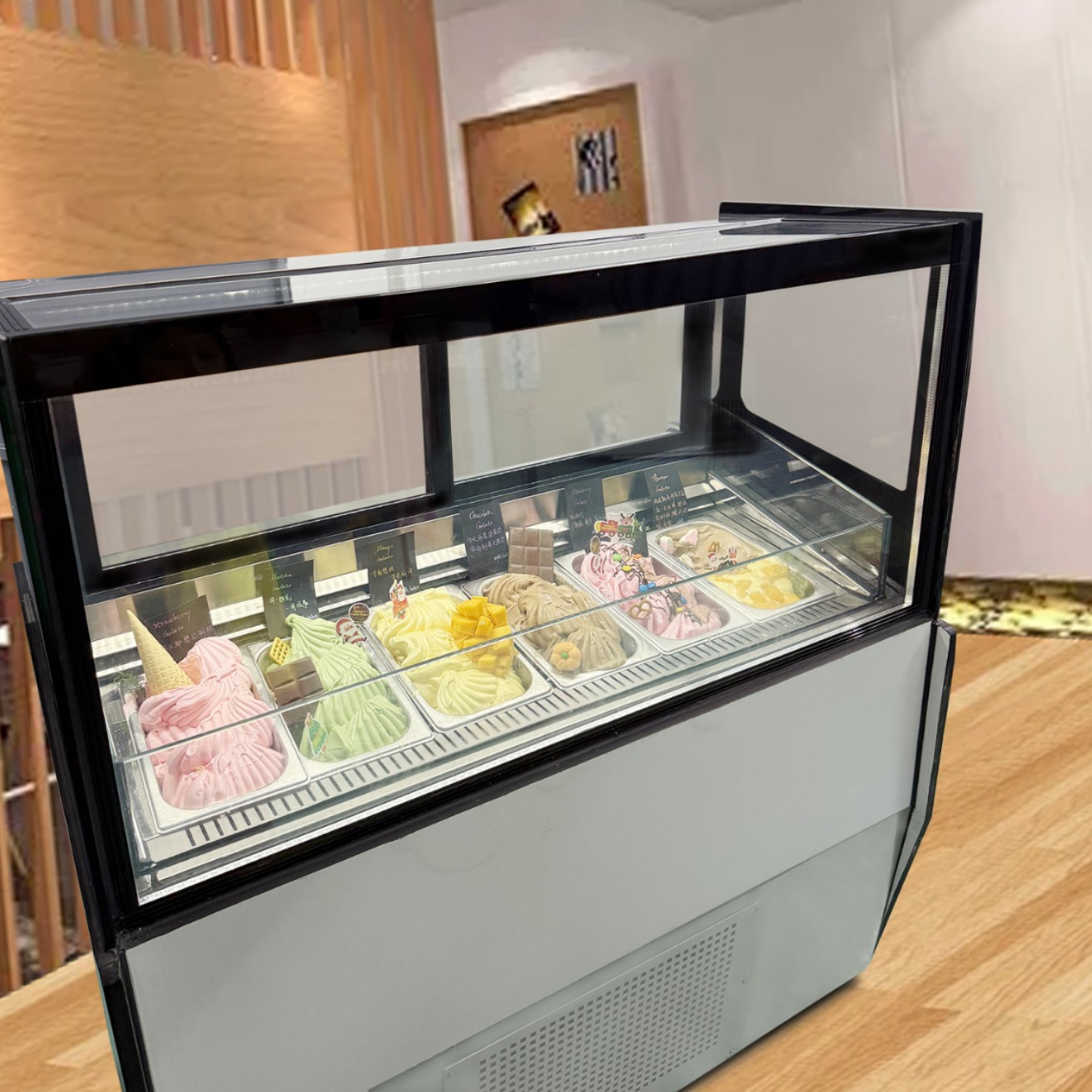 Automatic Defrosting 16-Tray Ice Cream Display Cabinet Refrigerated and Fresh-Keeping Air-Cooled Ice Cream Popsicle Thick-Cut Yogurt Display