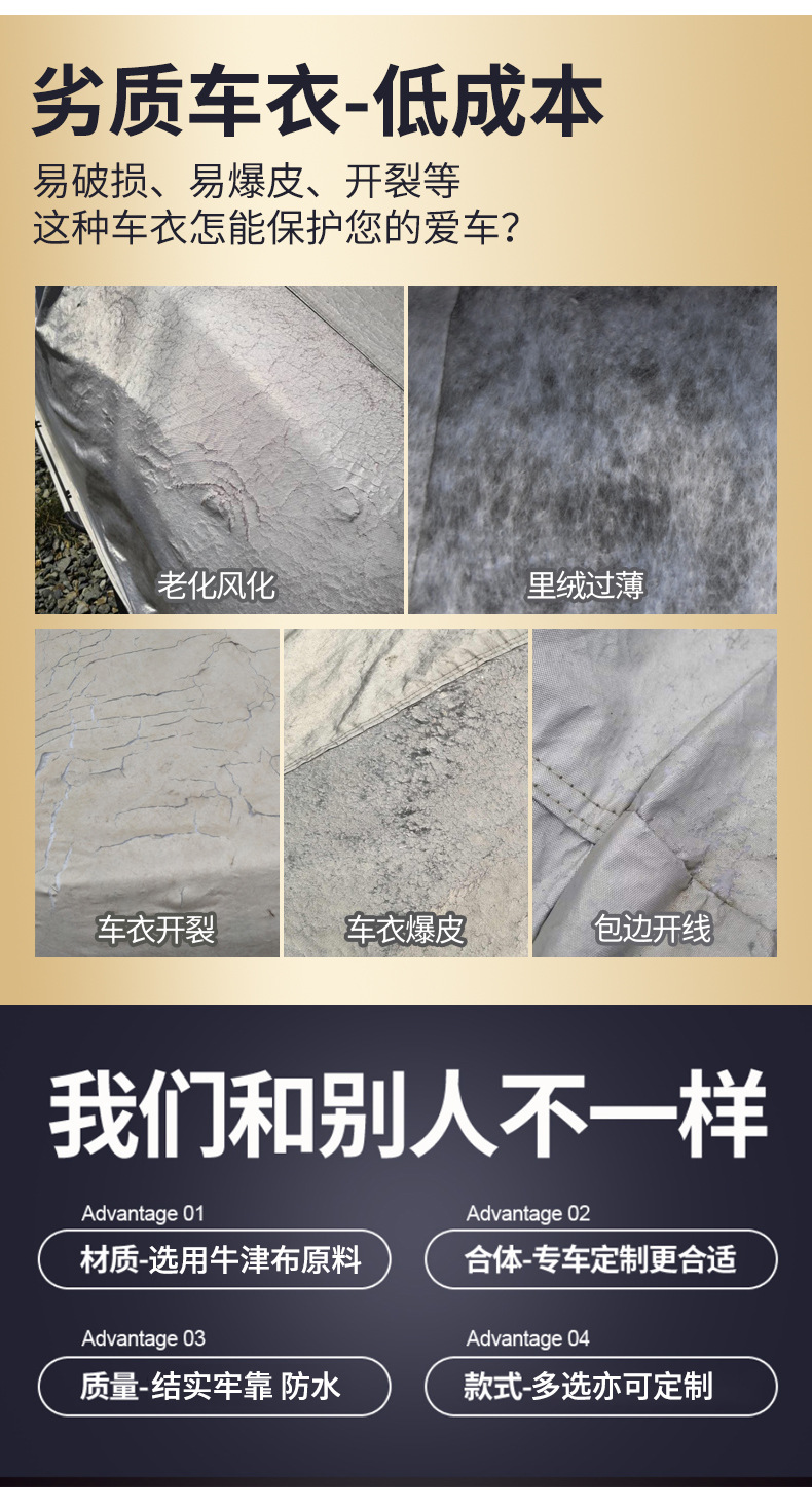 Cross-Border Velvet Thickened Oxford Cloth Car Cover, Rainproof, Snowproof, Sunproof and Insulated Oxford Cloth Car Cover, Drop Shipping