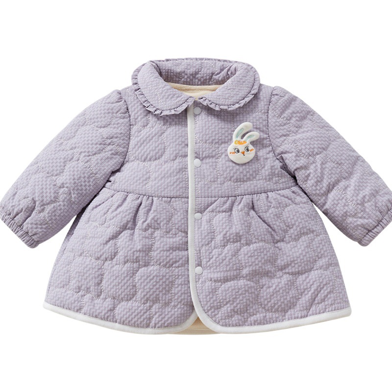 Abrigo de niñas Primavera, otoño e invierno Bebé forrado de vellón cálido acolchado engrosado cardigan estilo occidental abrigo de invierno ropa de bebé niñas
