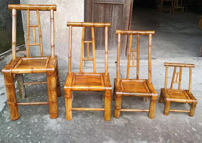 Old-Fashioned Backrest Bamboo Chair Stool Hot Pot Barbecue Chair Courtyard Outdoor Coffee Chair Balcony Garden Tea Chair