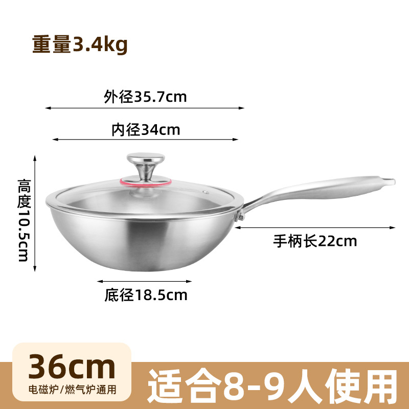Sin recubrimiento antiadherente olla de salsa 316 de acero inoxidable pequeño horno electromagnético de gas general en una pequeña olla de frita de verduras