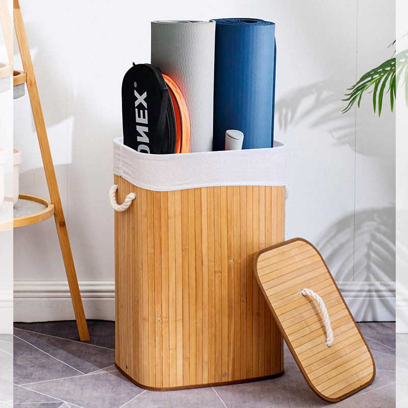 Tubo de almacenamiento de bambú, cesta de almacenamiento de ropa para el hogar, cesta para ropa sucia, cesta de lavandería para juguetes de niños, cesta de bambú, cesta de almacenamiento grande