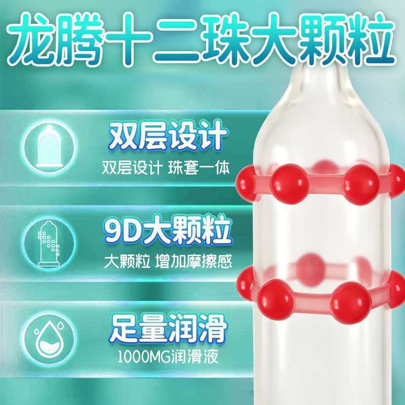Dragon’s Rise Twelve-Bead Textured Latex External Condom, Beaded Stimulation Design, Snug Fit — detail image 7