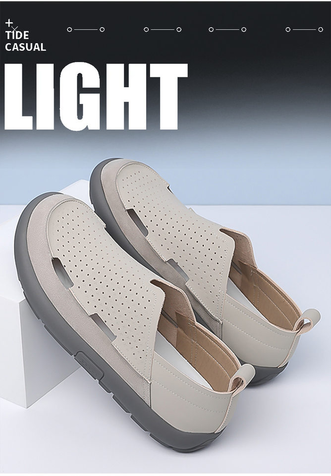 Dép sandal nam lỗ thoáng khí đế mềm kiểu lười — Màu be, Màu kaki chi tiết 6