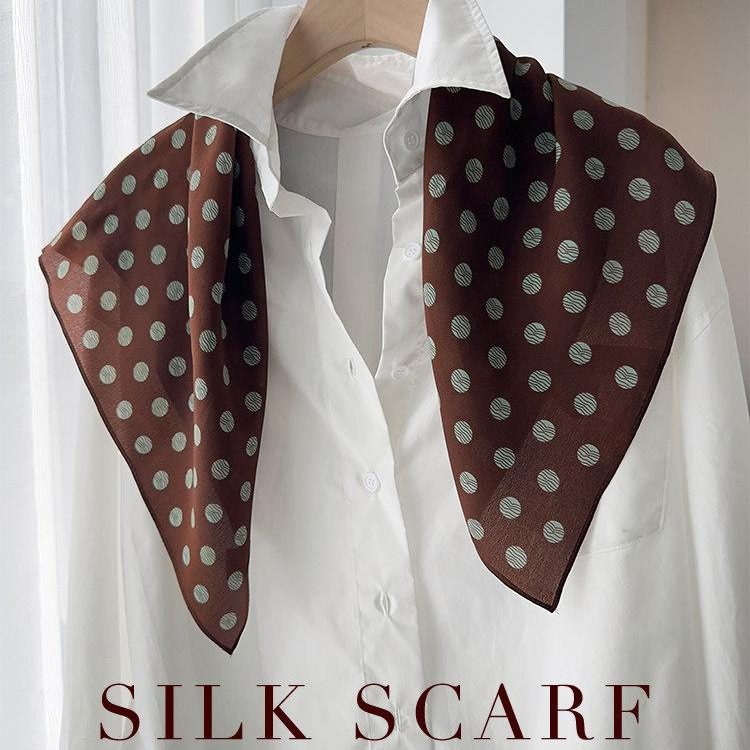 100% Mulberry Silk Scarf 65 Double Crepe Silk Square Scarf Luxury Neck Tie Women's Summer New Thin Scarf - Thumbnail 3