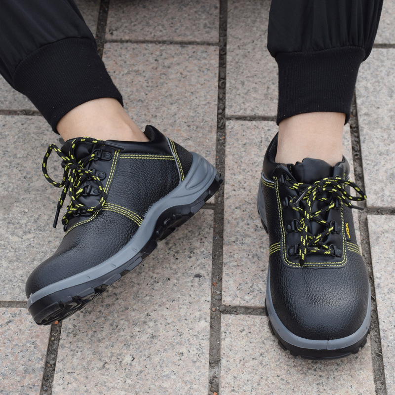 劳保鞋男牛皮实心底钢包头工地工作安全鞋防砸防刺穿耐磨加绒加厚