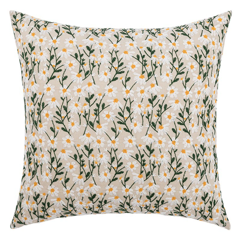 Вышитая маргаритка цветочная наволочка легкая роскоши