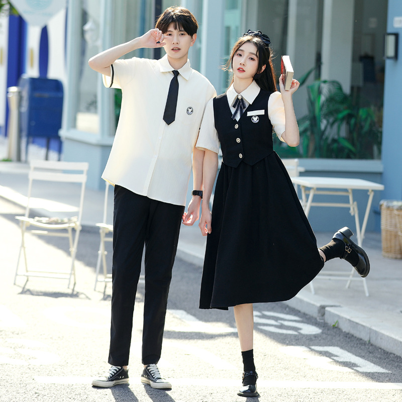 대학 스타일 연인 의상 2024 여름 새로운 조기 고등학교 졸업 시즌 사진 코러스 클래스 유니폼 JK 세트
