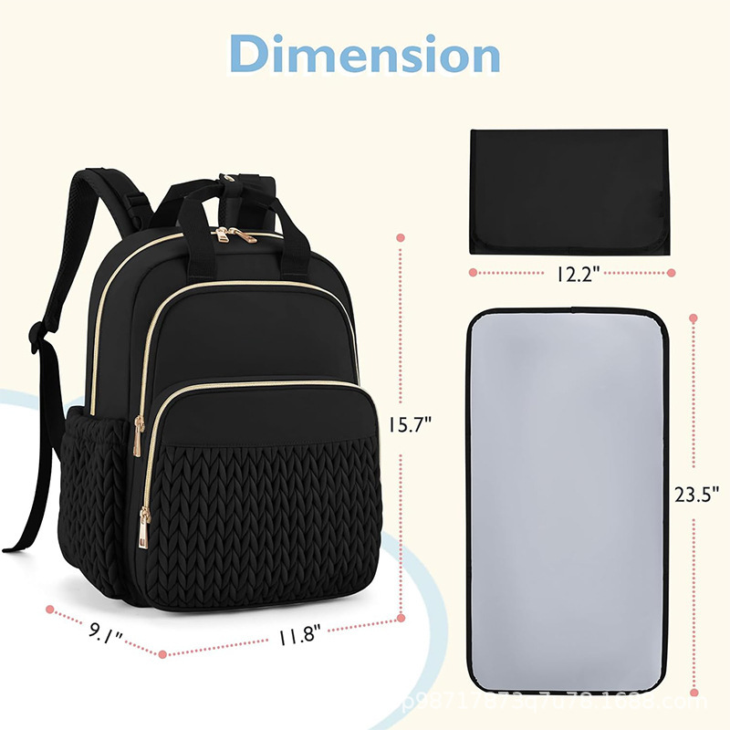 Amazon Hot Sale Pañales Mochilas Big Baby Bags Pañales de viaje Quilted Mochilas con almohadillas de pañales