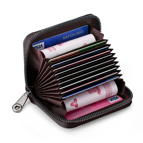 Cross-border best-selling monochrome high-fashion accordion card holder for men, small card case and money clip in one, ID holder organizer