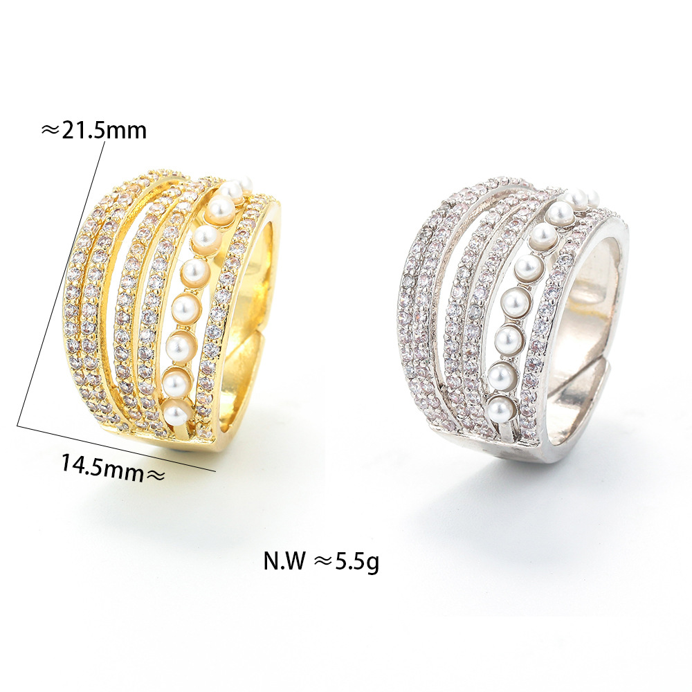 Fashion Style Retro Micro Inlaid Double-layer Copper Ring