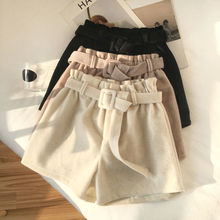 毛呢短裤女秋冬季2025新款高腰a字阔腿宽松韩版休闲打底靴裤外穿