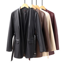 海宁皮夹克女真皮外套短款圆领粉色减龄绵羊皮秋冬新款皮衣小个子