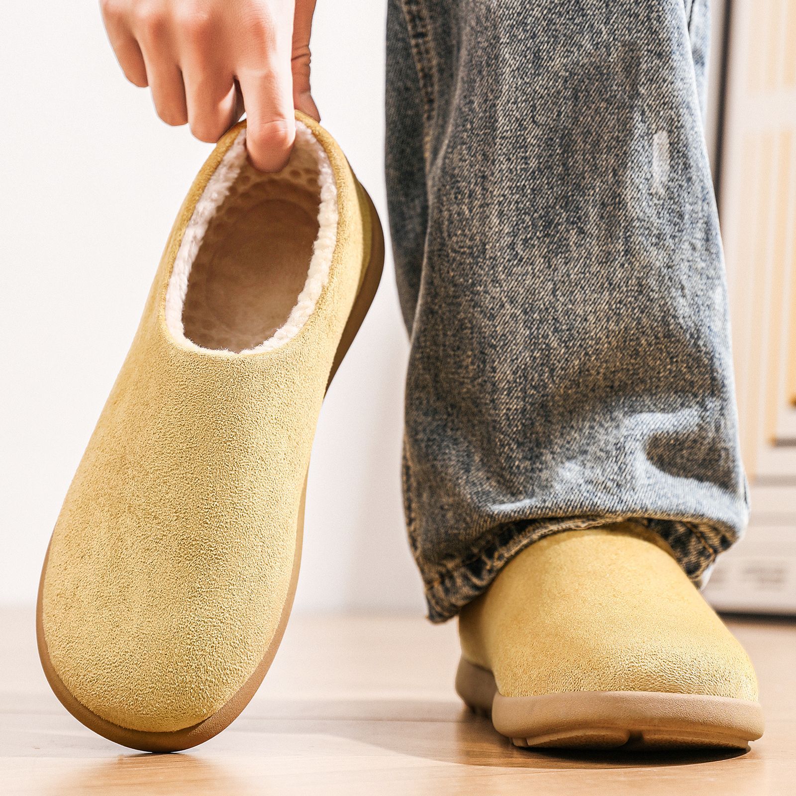 Zapatos de algodón otoño y invierno nuevos zapatos de borcado zapatos de hombre bolsas de cabeza Mueller zapatos de peluche pequeñas botas de nieve cálidas de patata