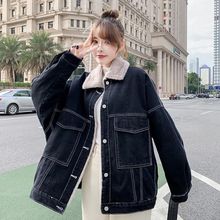 【现货】牛仔外套女2024冬款宽松休百搭工装棉服ins港风加绒加厚