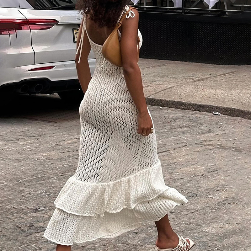 Sexy Böhmisches Gestricktes Strandkleid Für Damen Mit Trägern_voghion.com
