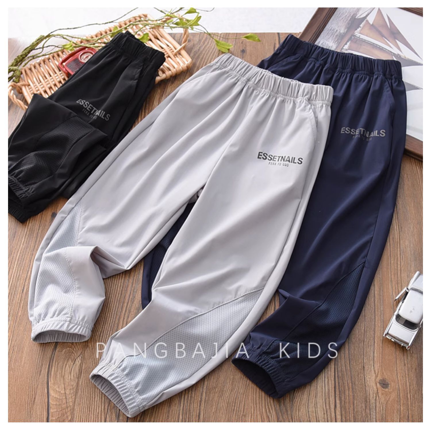 1372# Boys' Mosquito Repellent Pants Summer Style for Medium and Large Children 2024 Boys' Summer Mesh Breathable Trendy Children's Clothing Ice Silk