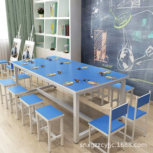 Primary School Children Kindergarten Desk and Chair Set Children's Studio Study Table Art Handmade Painting Tutorial Class Training Table