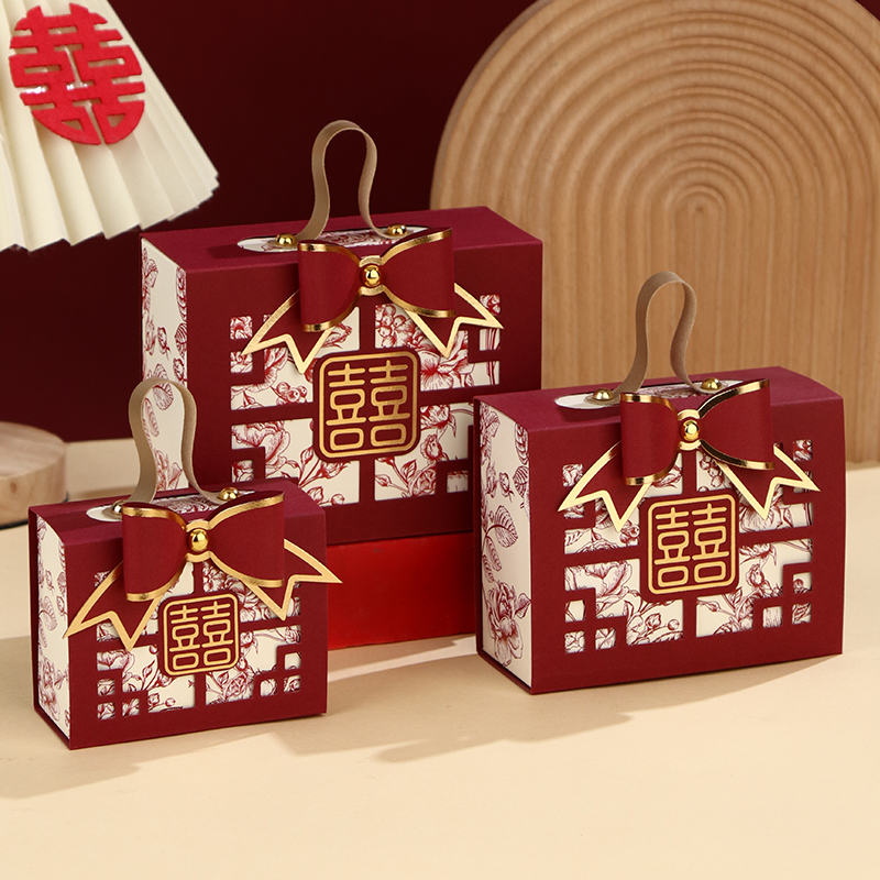 Caja de dulces de boda atmósfera caja de regalo de dulces portátiles caja de embalaje de boda caja vacía caja de cartón bolsa de dulces de boda