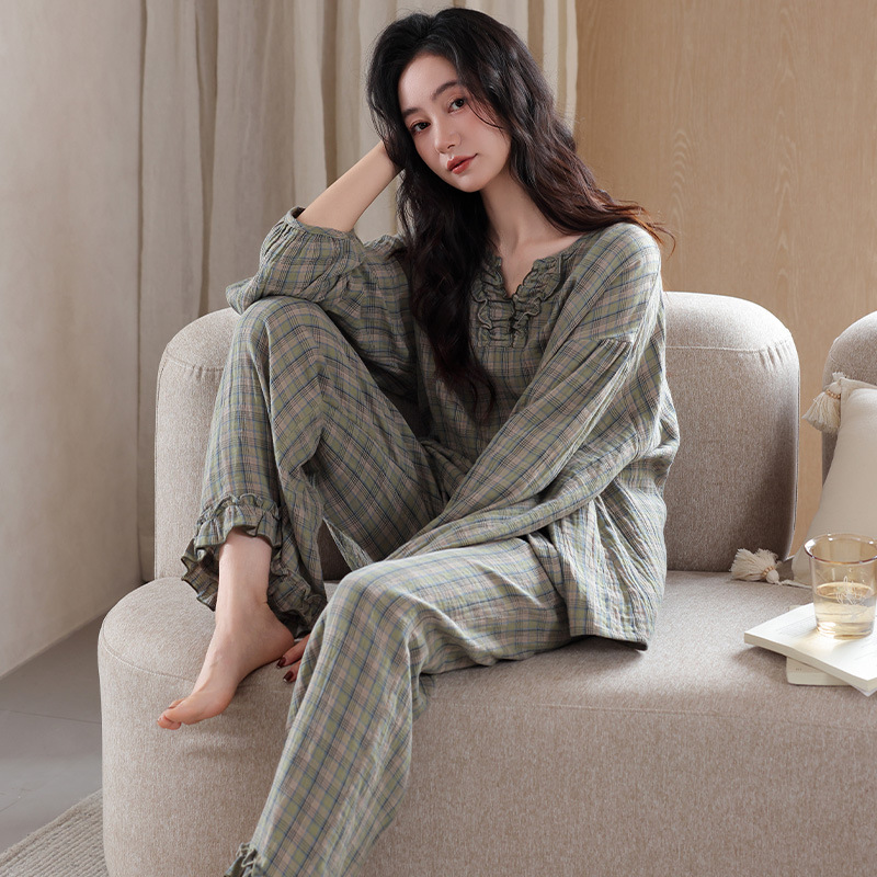 Women's Pajamas for Spring and Autumn, Pure Cotton, Long-Sleeved, Large Size, Can Be Worn Outside, High-End, Casual, Fashionable, All-Cotton Loungewear Set Women's Pajamas for Spring and Autumn, Pure Cotton, Long-Sleeved, Large Size, Can Be Worn Outside, High-End, Casual, Fashionable, All-Cotton Loungewear Set