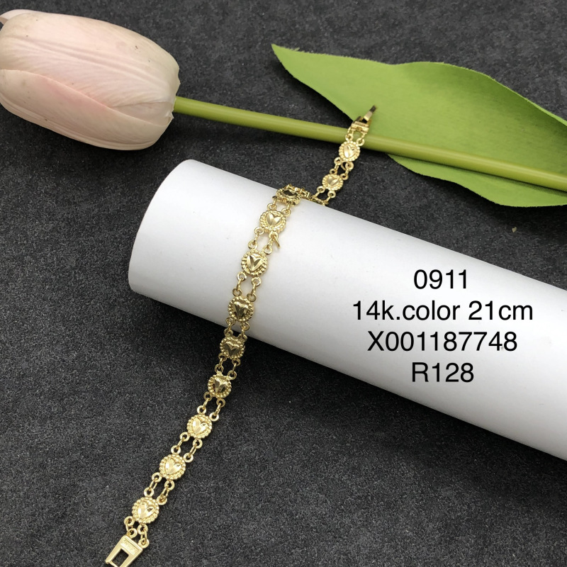 Pulsera Geométrica 14K para Mujer de Aleación de Cobre con Pedrería image 9