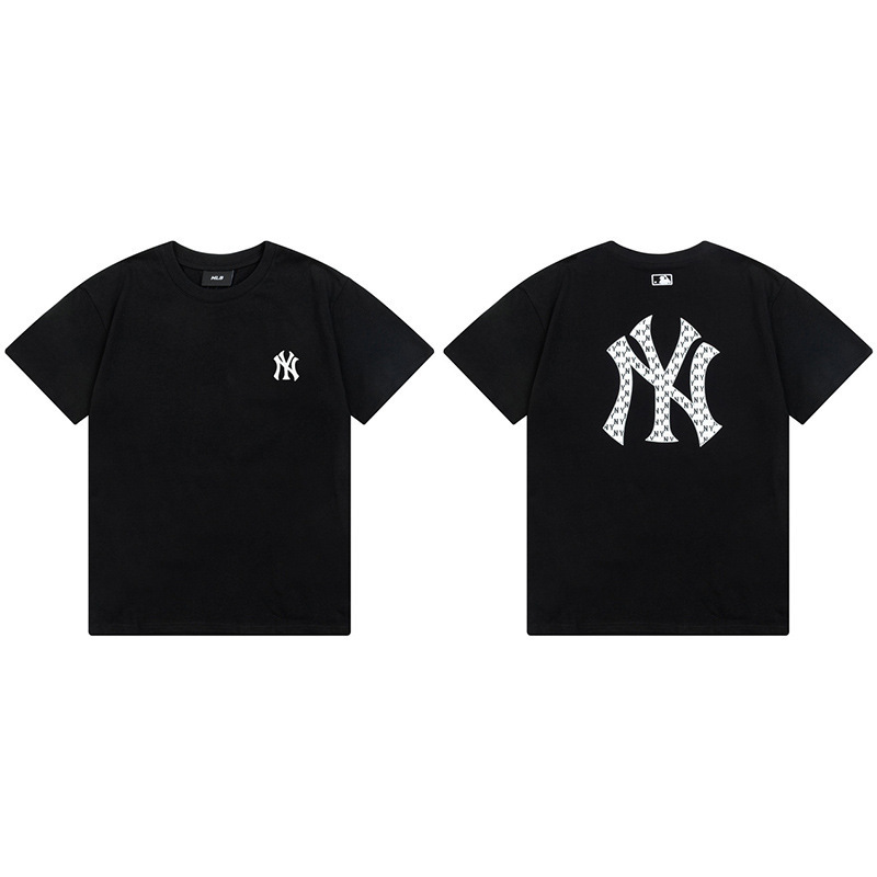 韓国新作MLBバックロゴ大プリントNY半袖Tシャツ男女兼用刺繍カジュアル半袖|undefined