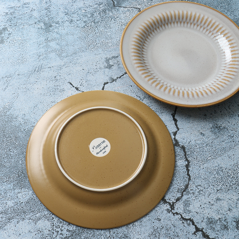 [Artículo Único de la Familia Lu] Plato Creativo para Desayuno [Cerámica de Alta Gama] Plato Blanco con Color Bajo la Esmaltada