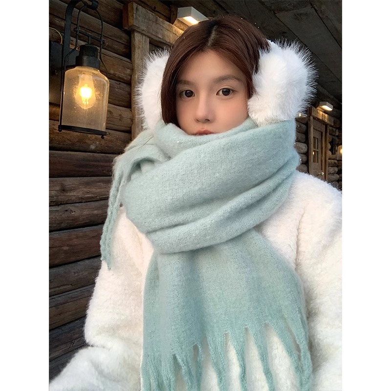 Bufanda de Mohair de Poliéster y Mohair, Térmico, para Invierno