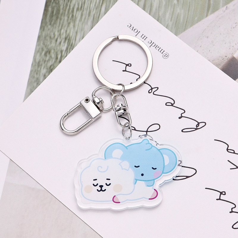 韓国版ボーイズグループ BT21 漫画キーホルダー男性と女性のカップル RJ TATA バッグ車のキーホルダーペンダント|undefined