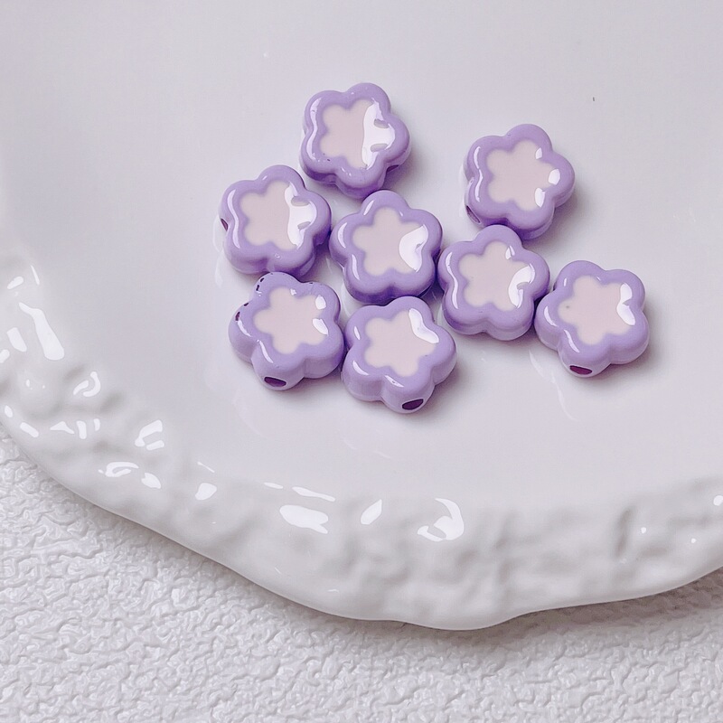 多巴胺亚克力烤漆滴油小花通孔散珠diy串珠材料手机链饰品配件|undefined