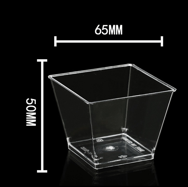 120ml 4OZPS Copa de postres de plástico Copa de mousse Copa de salvado de madera Copa de pudín Tiramisú Copa de moldeo por inyección más cuchara