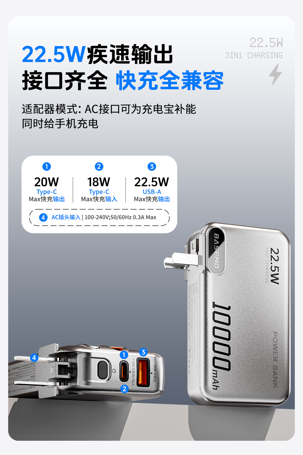 [3C güvenlik Sertifikası] Beimo Süper Hızlı Şarj 20.000 mAh güç bankası, Huawei ve Apple için uygun bir kablo ile birlikte gelir.
