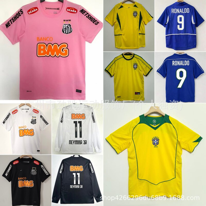 Brazil Santos 1213 Retro Jersey Neymar No. 11 20-04 World Cup Football Uniform Ronaldo No. 9 Brazil Santos 1213 Retro Jersey Neymar No. 11 20-04 World Cup Football Uniform Ronaldo No. 9