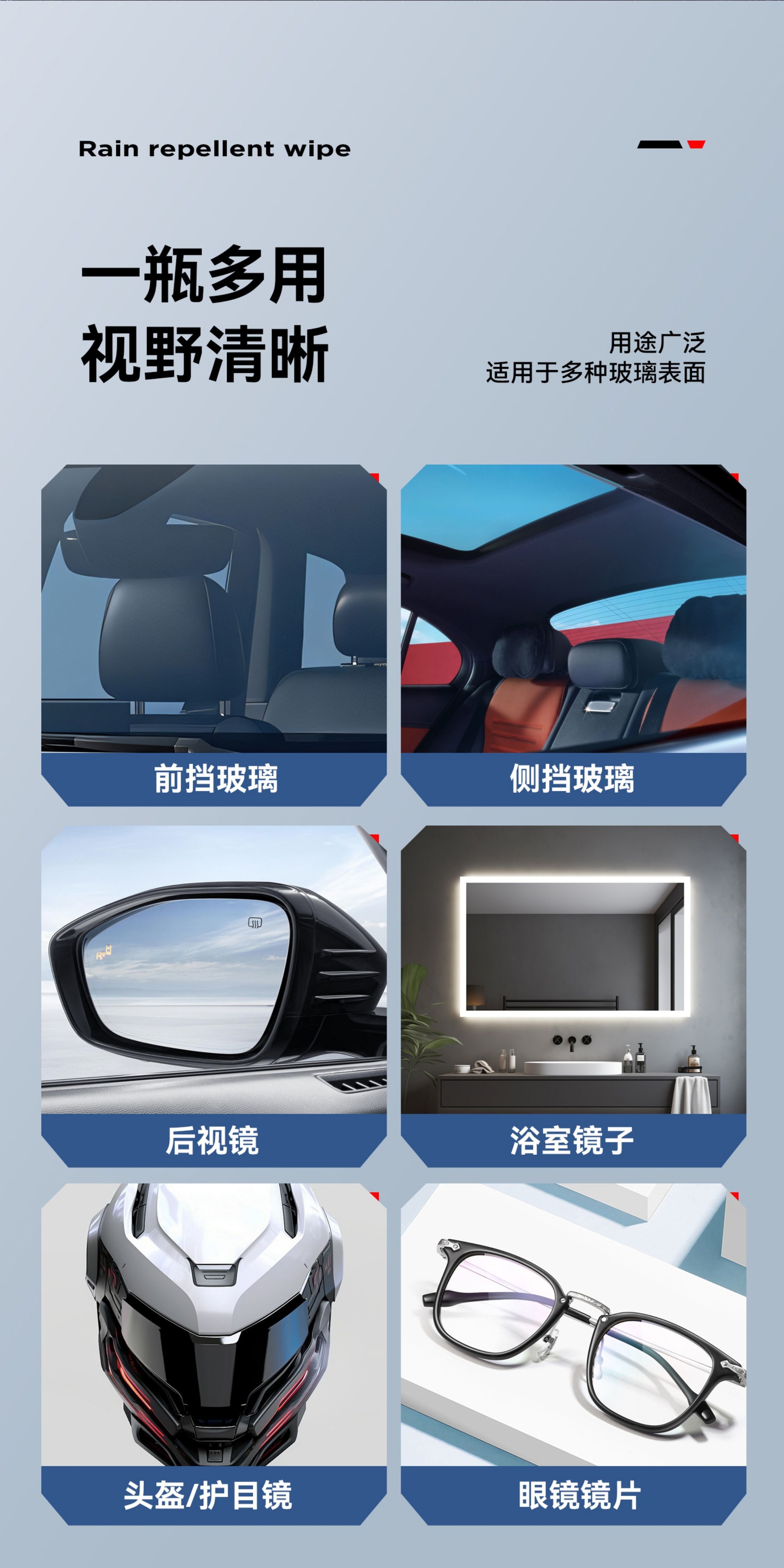 Suitable for car rearview mirrors, anti-rain and anti-fog agent for reversing, prevents water from sticking to car windows in rainy days, water-repellent coating