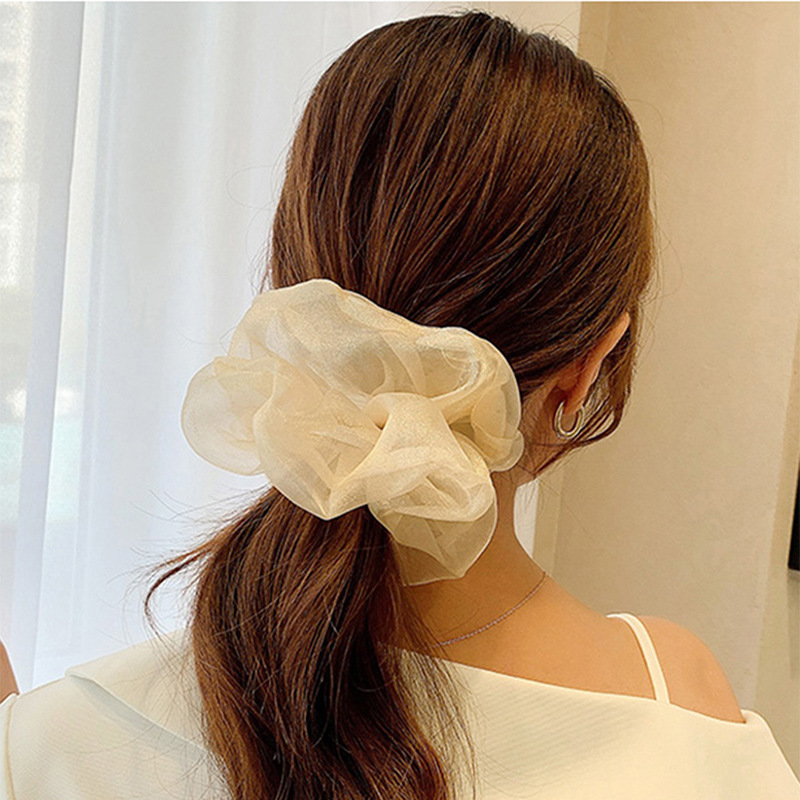 14g Weight Hair Tie Hair Accessories Type 1 Piece Quantity Daily Occasion Lace Material Simple Style Korean Style Women'S Color Block Lace Pleated Hair Tie