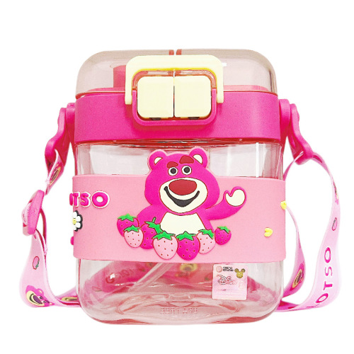 New Children's Summer Plastic Square Water Cup Cute Internet Celebrity Direct Drinking Frozen Water Cup with Straw Wholesale