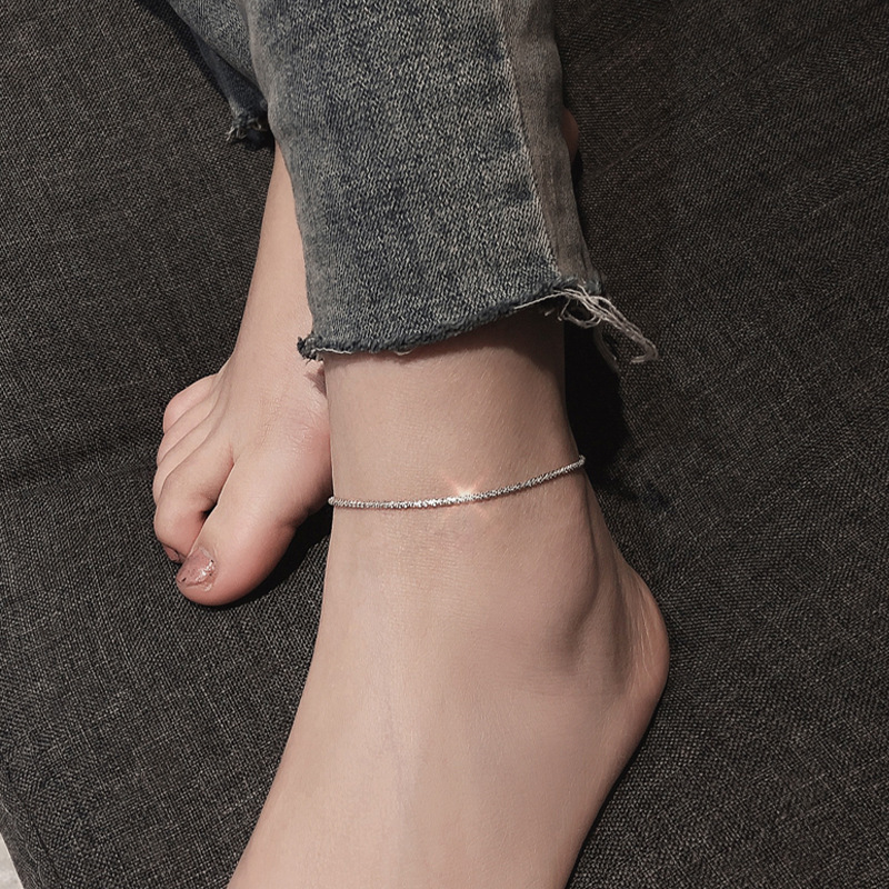 Cielo estrellado nicho 925 tobillos de plata brillante personalidad femenina simple ins frío estilo sexy Mori pie joyería