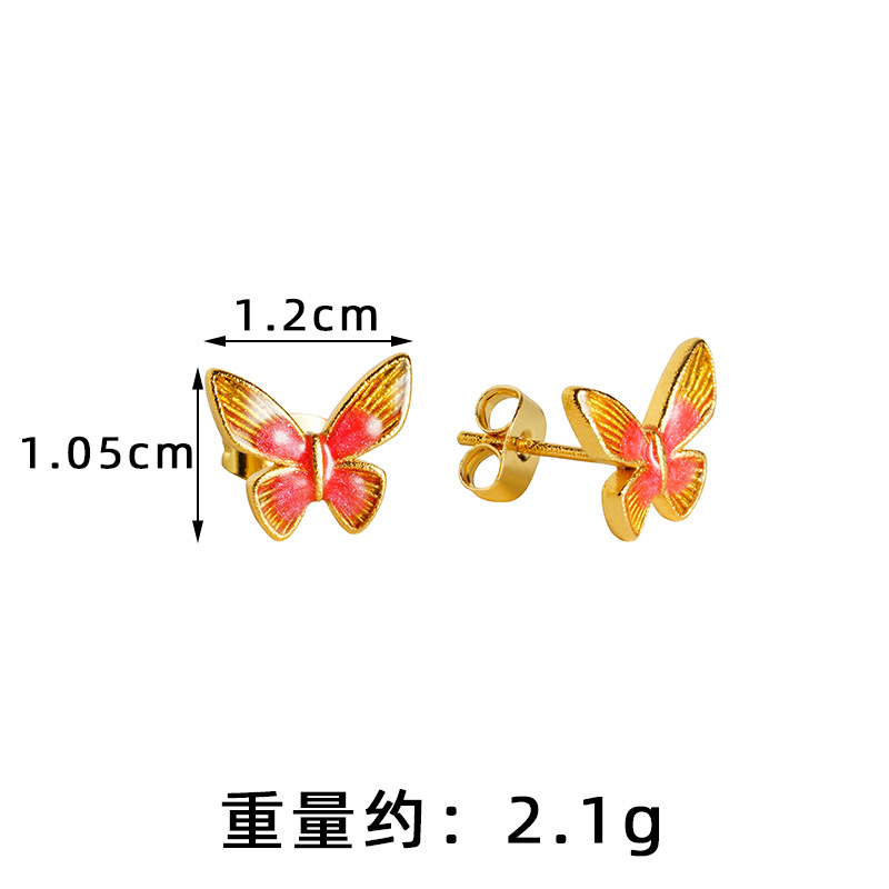 Nuevos productos vietnamitas arena lujosa ligera estilo de moda gradiente mariposa pernos de orejas nicho no se desvanecerá el diseño de joyas al por mayor