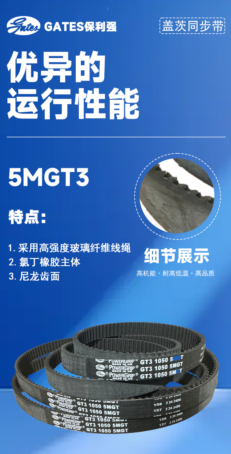 Gates Polychain Synchronous Belt 8Mgt-1120/1200/1224 Carbon Fiber Belt