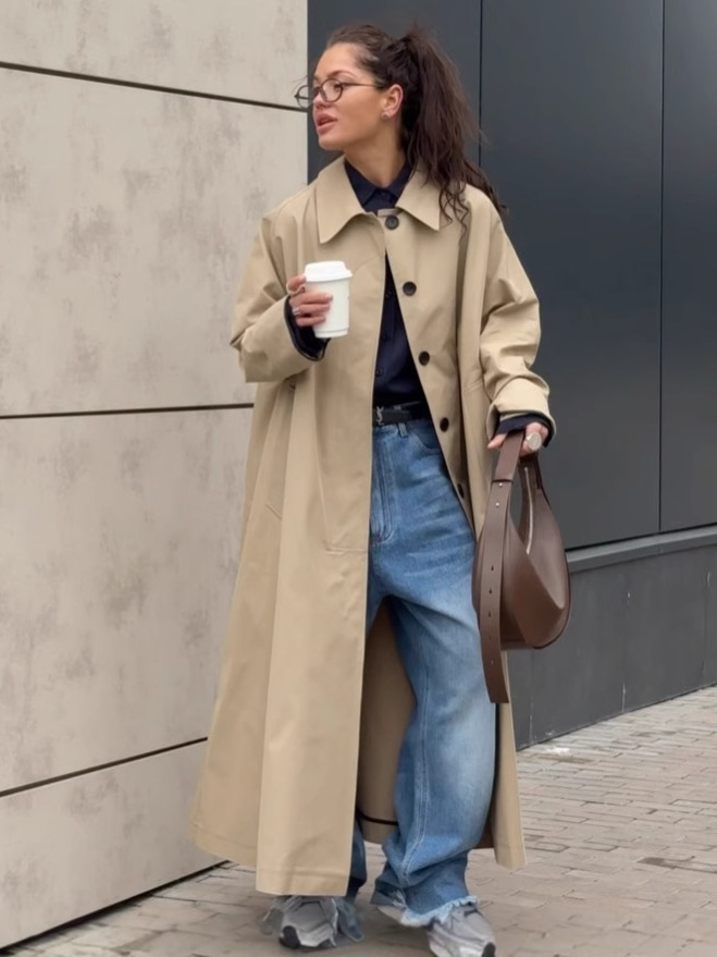 Autumn long trench coat