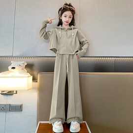女童秋季套装2026新款儿童时髦洋气运动服女大童秋装棒球服两件套