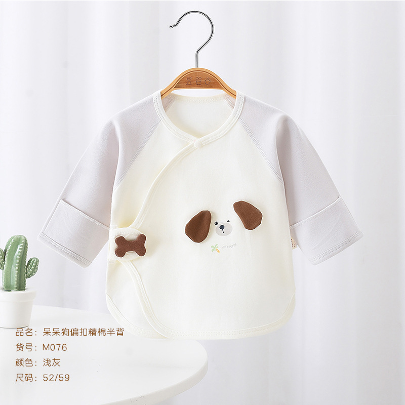 Newborn half-back blouse, pure cotton, seamless, monk-style, baby all-season, full-month-old clothes, infant pajamas, maternity clothes