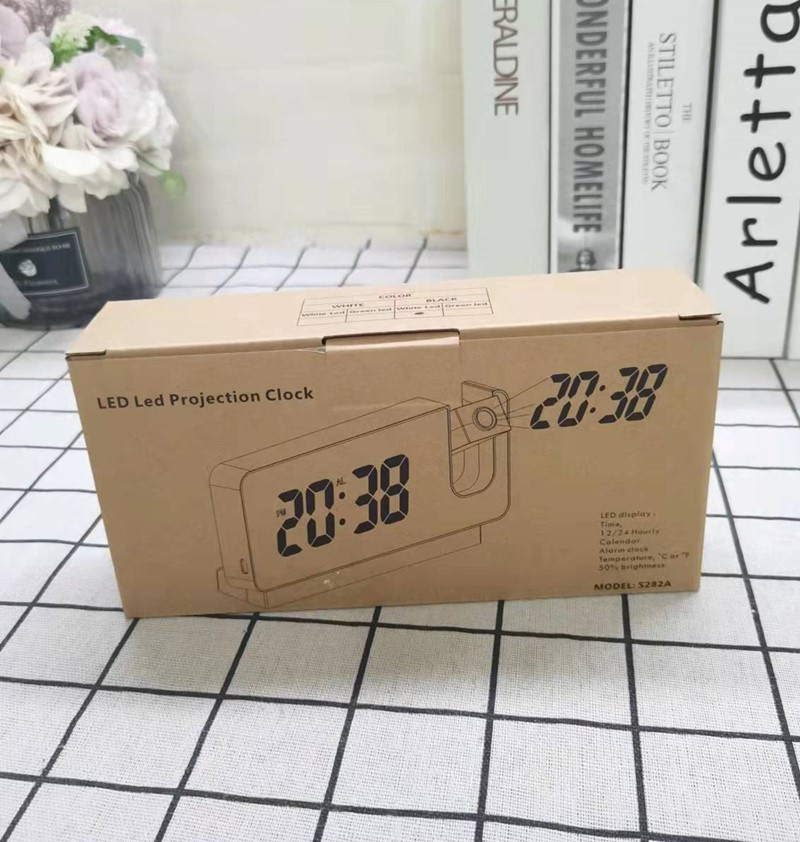 300g Weight Alarm Clock Home Textiles & Decor Type Led Mirror Large Screen Digital Mute Alarm Clock Lazy Temperature Calendar Projection Dormitory Bedroom Alarm Clock Cross-border