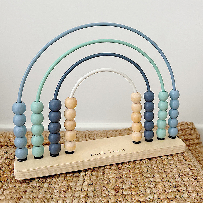 Ábaco de arcoíris de madera para niños, juguete educativo temprano para el aprendizaje cognitivo, ábaco de arcoíris de madera para niños y niñas. image 4
