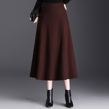 简约a字毛呢半身裙2025秋冬新款高腰显瘦遮胯大摆伞裙休闲中长裙
